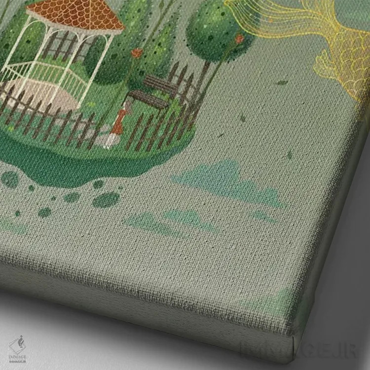 تابلو دکوراتیو باغ مهتابی اثر نوئل. تی - نمای نزدیک بافت بوم