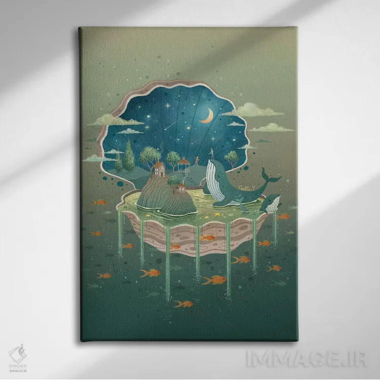 تابلو دکوراتیو شگفتی اقیانوس اثر نوئل. تی - نمای روبهرو روی دیوار