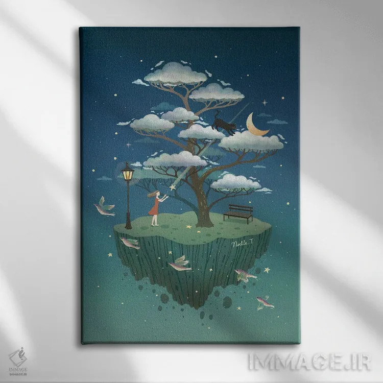 تابلو دکوراتیو درخت ابرها اثر نوئل. تی - نمای روبهرو روی دیوار