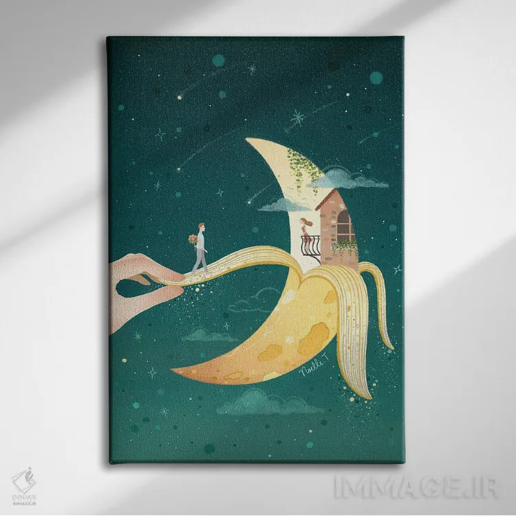 تابلو دکوراتیو جاذبه ماه اثر نوئل. تی - نمای روبهرو روی دیوار