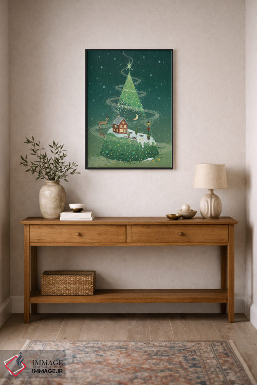 تابلو دکوراتیو شب درخت کریسمس اثر نوئل. تی - D2B