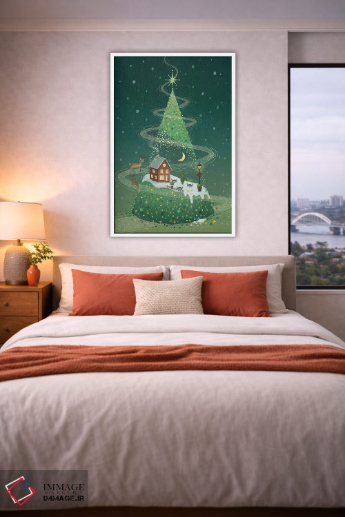 تابلو دکوراتیو شب درخت کریسمس اثر نوئل. تی - D4W