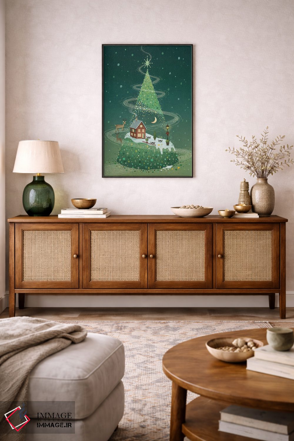 تابلو دکوراتیو شب درخت کریسمس اثر نوئل. تی - D5B