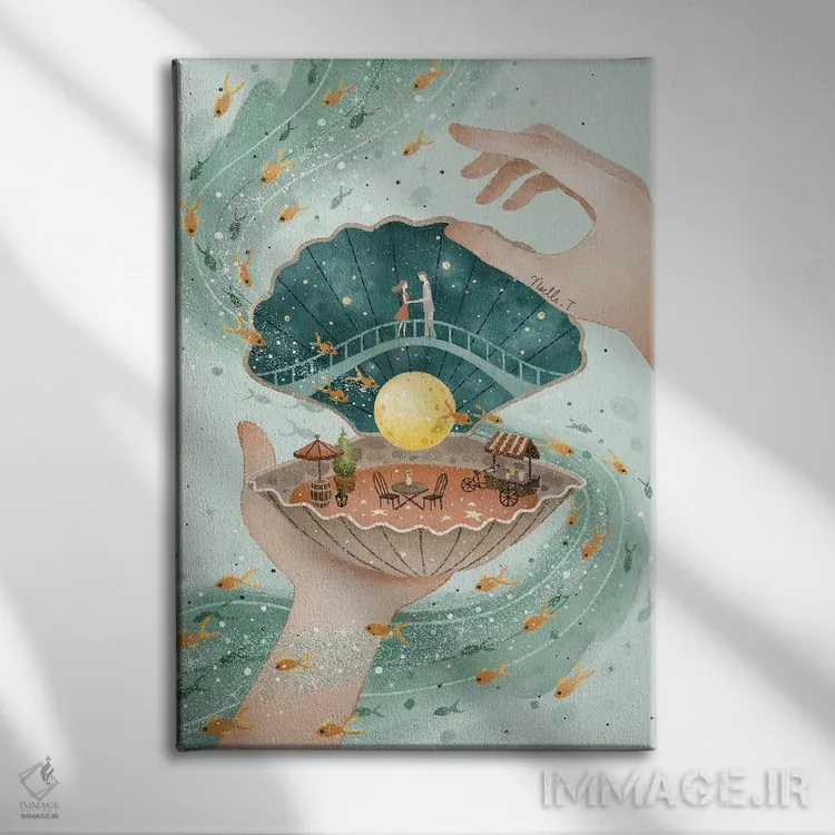 تابلو دکوراتیو صدفی از رویا اثر نوئل. تی - نمای روبهرو روی دیوار