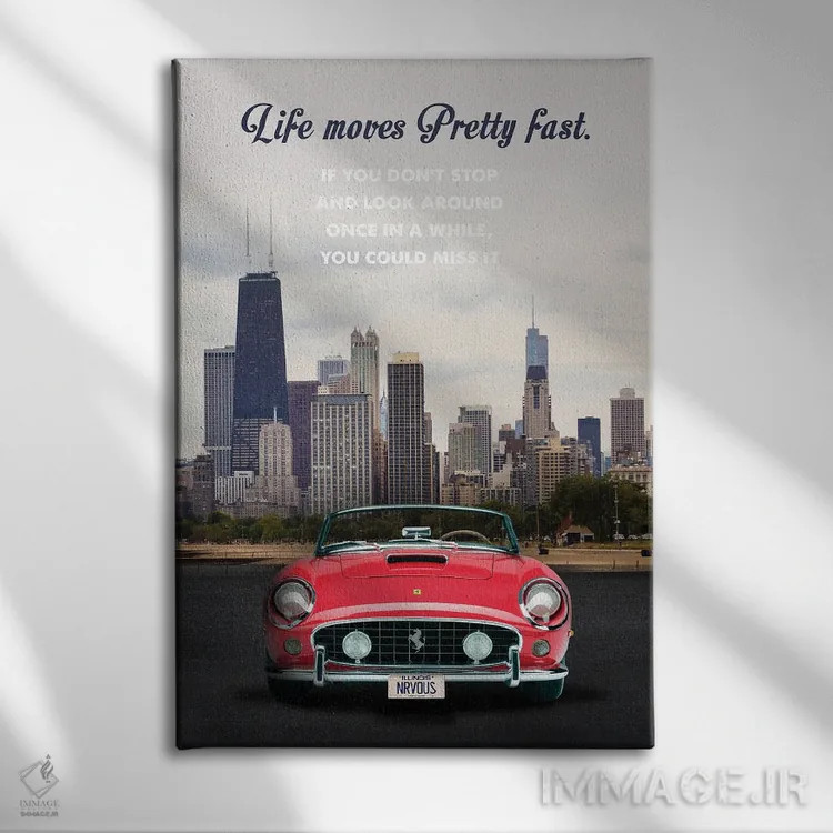 تابلو دکوراتیو هنر سفر فیلم روز تعطیل فریس بیولر اثر ۲ توست دیزاین - نمای روبهرو روی دیوار