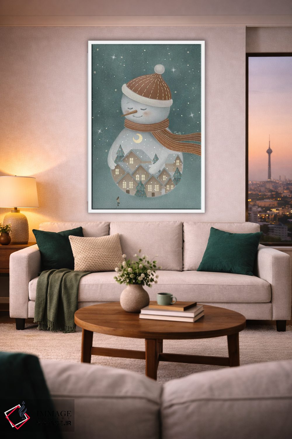 تابلو دکوراتیو آدم برفی کریسمس اثر نوئل. تی - D1W