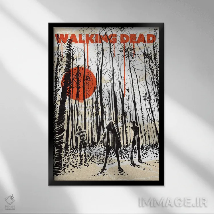 تابلو دکوراتیو هنر مجله هواداری مردگان متحرک اثر ۲ توست دیزاین - نمای قابدار مشکی