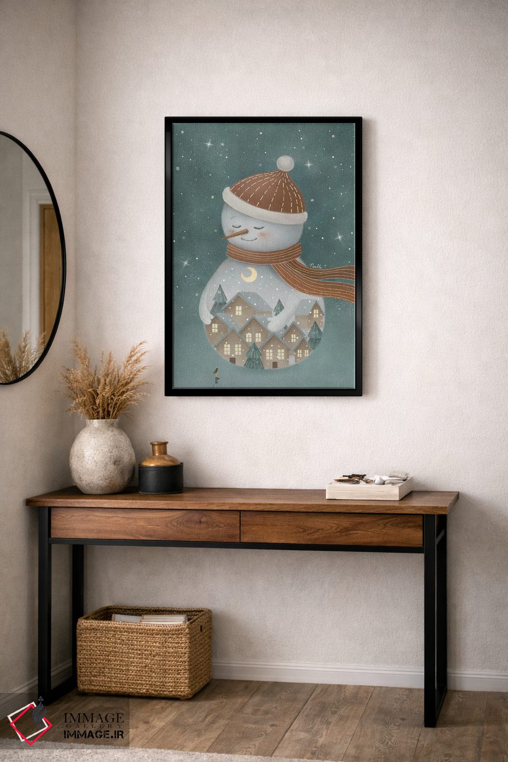 تابلو دکوراتیو آدم برفی کریسمس اثر نوئل. تی - D3B