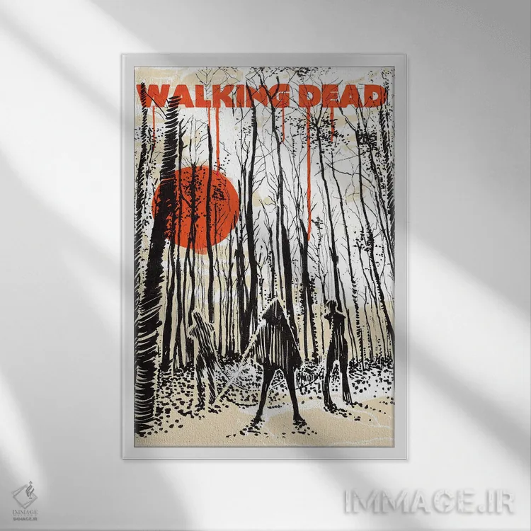 تابلو دکوراتیو هنر مجله هواداری مردگان متحرک اثر ۲ توست دیزاین - نمای قابدار سفید