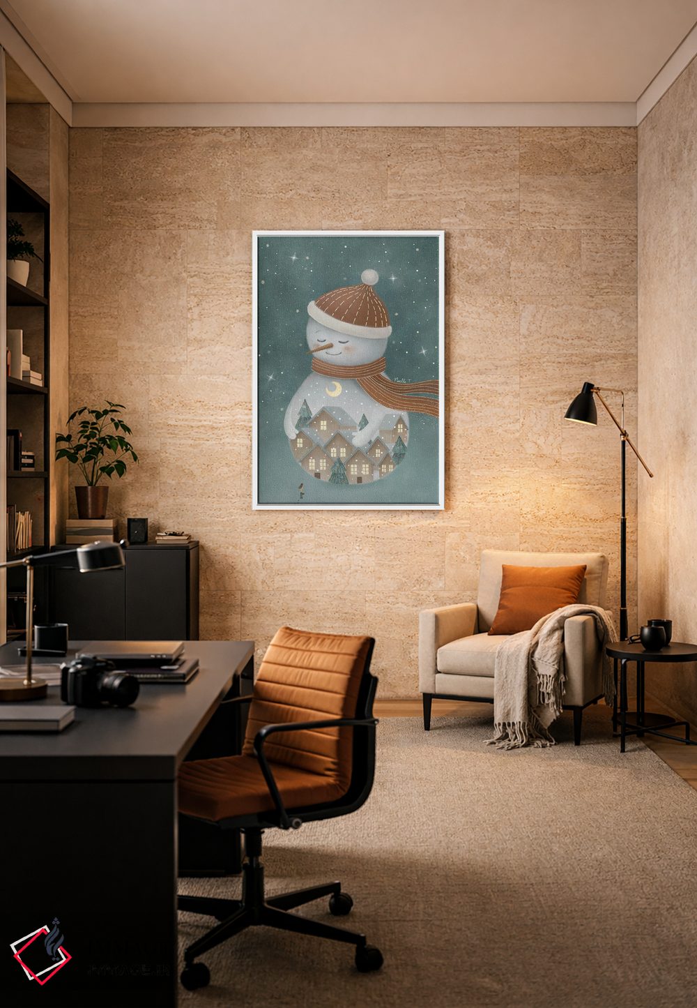 تابلو دکوراتیو آدم برفی کریسمس اثر نوئل. تی - D6W