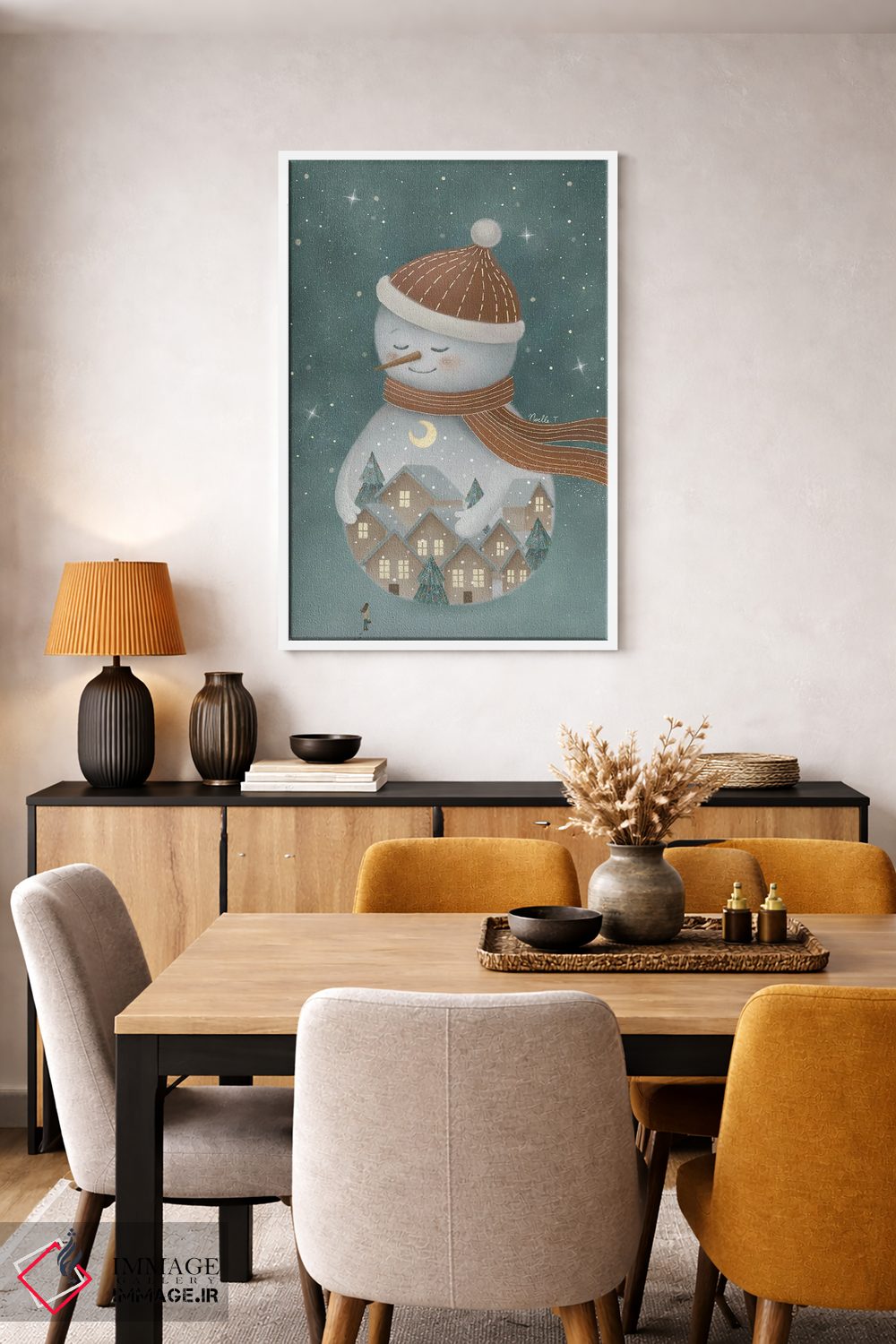 تابلو دکوراتیو آدم برفی کریسمس اثر نوئل. تی - D5W