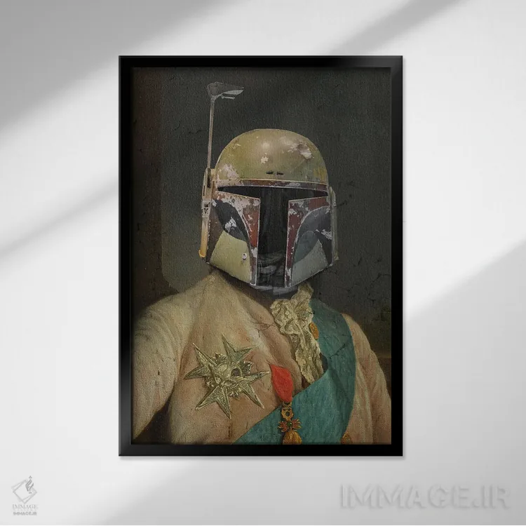 تابلو دکوراتیو سر بوبا کلاسیک اثر ۲ توست دیزاین - نمای قابدار مشکی