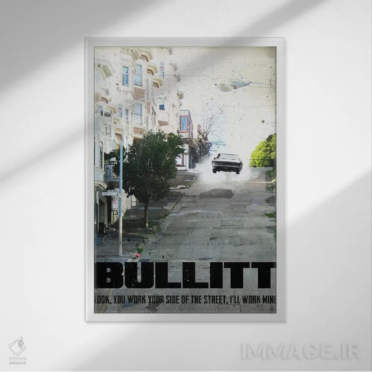 تابلو دکوراتیو هنر فیلم سفر بولیت اثر ۲ توست دیزاین - نمای قابدار سفید
