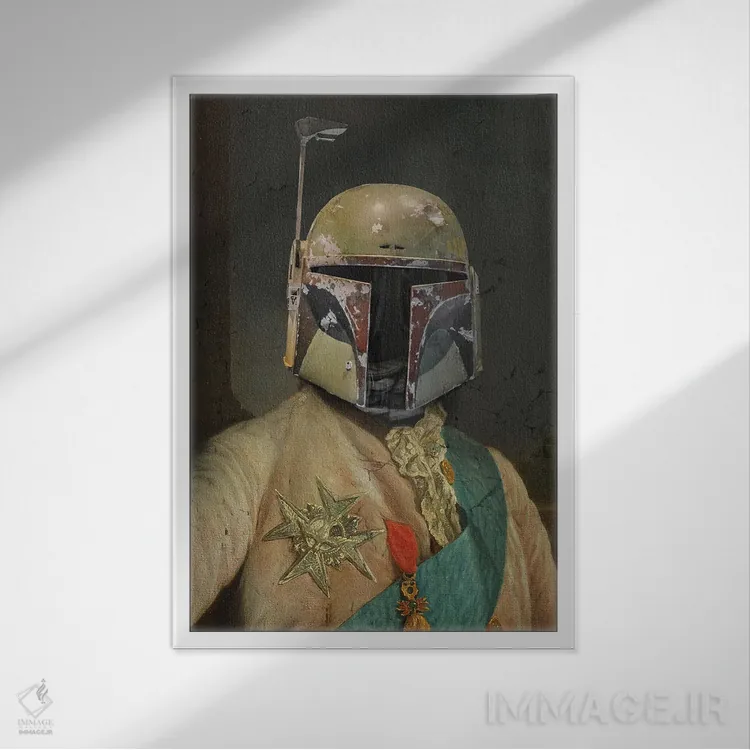 تابلو دکوراتیو سر بوبا کلاسیک اثر ۲ توست دیزاین - نمای قابدار سفید