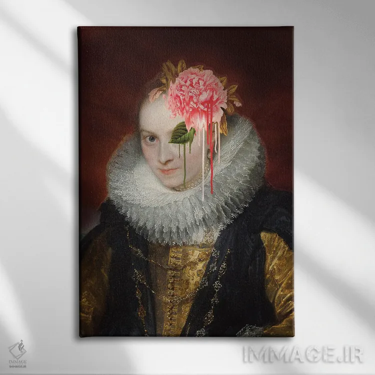 تابلو دکوراتیو بانوی اعوجاج اثر ۲ توست دیزاین - نمای روبهرو روی دیوار