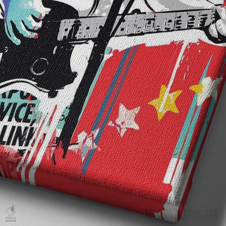 تابلو دکوراتیو ادی ودر اثر ۲ توست دیزاین - نمای نزدیک بافت بوم