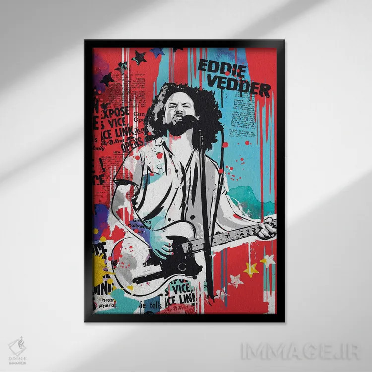 تابلو دکوراتیو ادی ودر اثر ۲ توست دیزاین - نمای قابدار مشکی