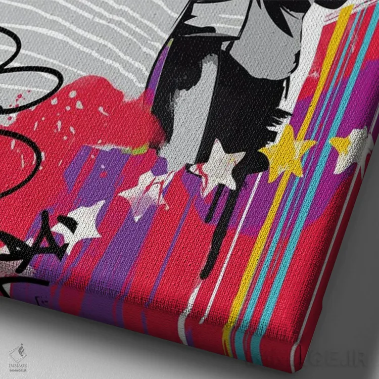 تابلو دکوراتیو هنر ریج اگینست د ماشین اثر ۲ توست دیزاین - نمای نزدیک بافت بوم