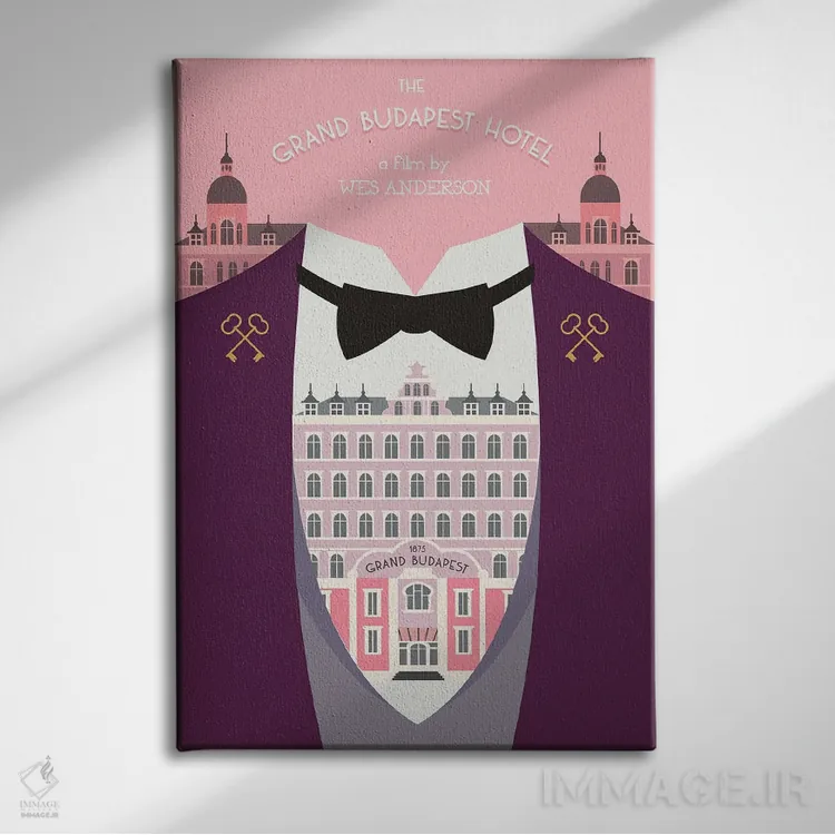 تابلو دکوراتیو هنر فیلم هتل بوداپست اثر ۲ توست دیزاین - نمای روبهرو روی دیوار