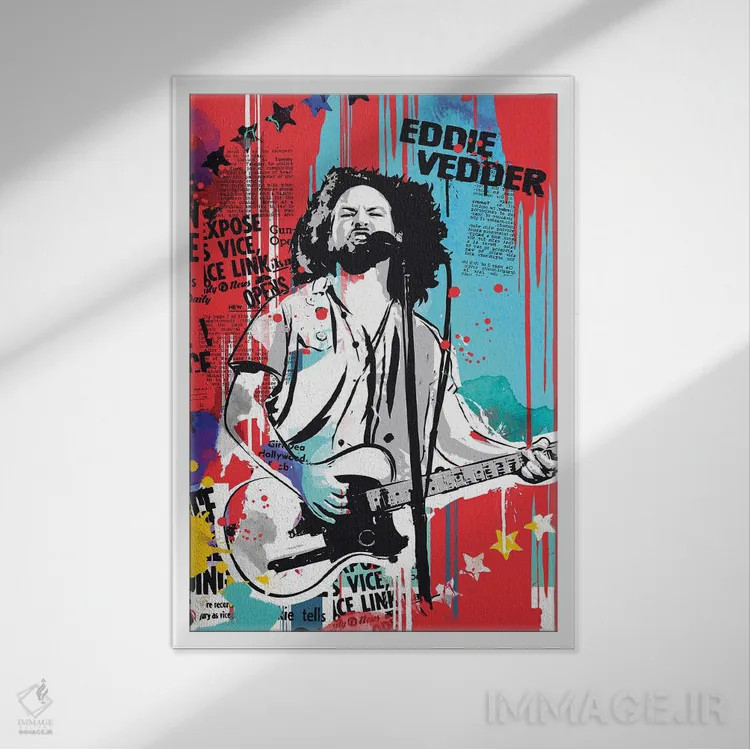 تابلو دکوراتیو ادی ودر اثر ۲ توست دیزاین - نمای قابدار سفید