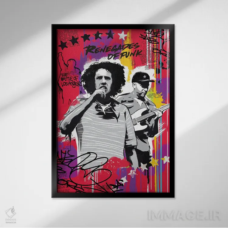 تابلو دکوراتیو هنر ریج اگینست د ماشین اثر ۲ توست دیزاین - نمای قابدار مشکی