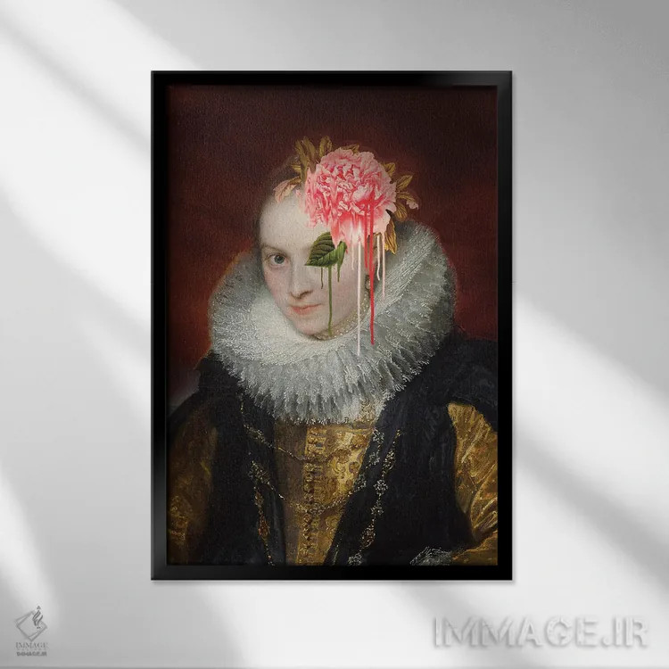 تابلو دکوراتیو بانوی اعوجاج اثر ۲ توست دیزاین - نمای قابدار مشکی