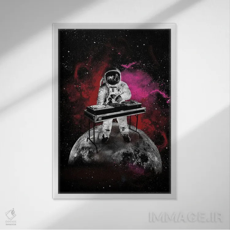 تابلو دکوراتیو هنر دی جی فضایی اثر ۲ توست دیزاین - نمای قابدار سفید