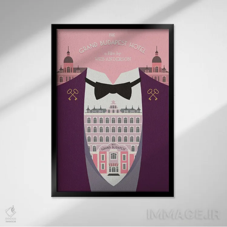 تابلو دکوراتیو هنر فیلم هتل بوداپست اثر ۲ توست دیزاین - نمای قابدار مشکی