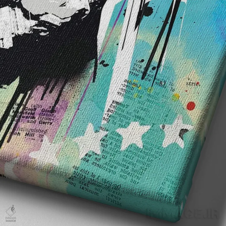 تابلو دکوراتیو پاپ آرت لنی کراویتز اثر ۲ توست دیزاین - نمای نزدیک بافت بوم