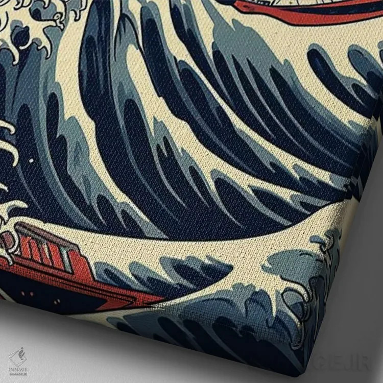 تابلو دکوراتیو موج بزرگ اثر ۲ توست دیزاین - نمای نزدیک بافت بوم