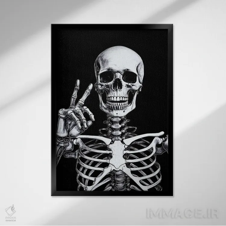 تابلو دکوراتیو پیروزی جمجمه اثر ۲ توست دیزاین - نمای قابدار مشکی