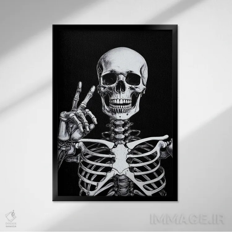 تابلو دکوراتیو پیروزی جمجمه اثر ۲ توست دیزاین - نمای قابدار مشکی