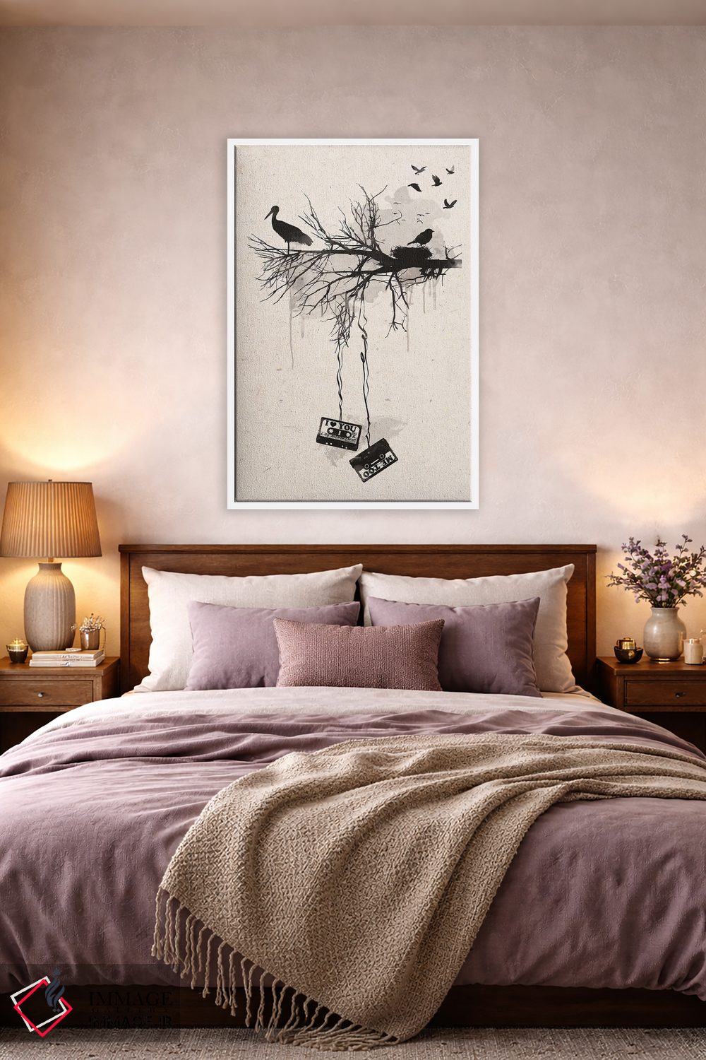 تابلو مدرن پرندگان و نوارها اثر ۲ توست دیزاین - D3W