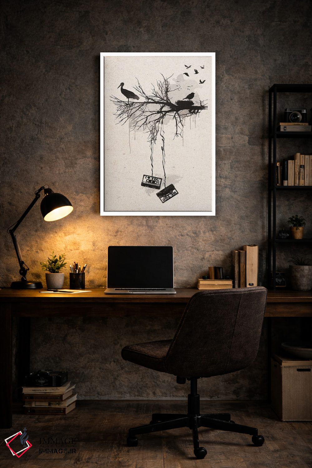 تابلو مدرن پرندگان و نوارها اثر ۲ توست دیزاین - D4W