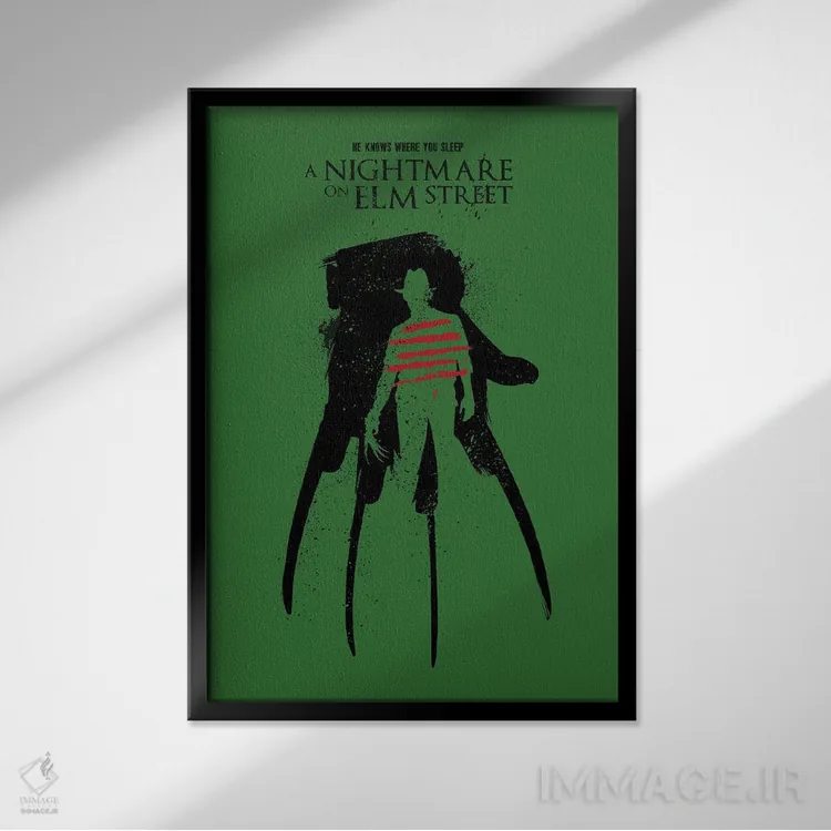 تابلو دکوراتیو هنر فیلم کابوس در خیابان الم اثر ۲ توست دیزاین - نمای قابدار مشکی