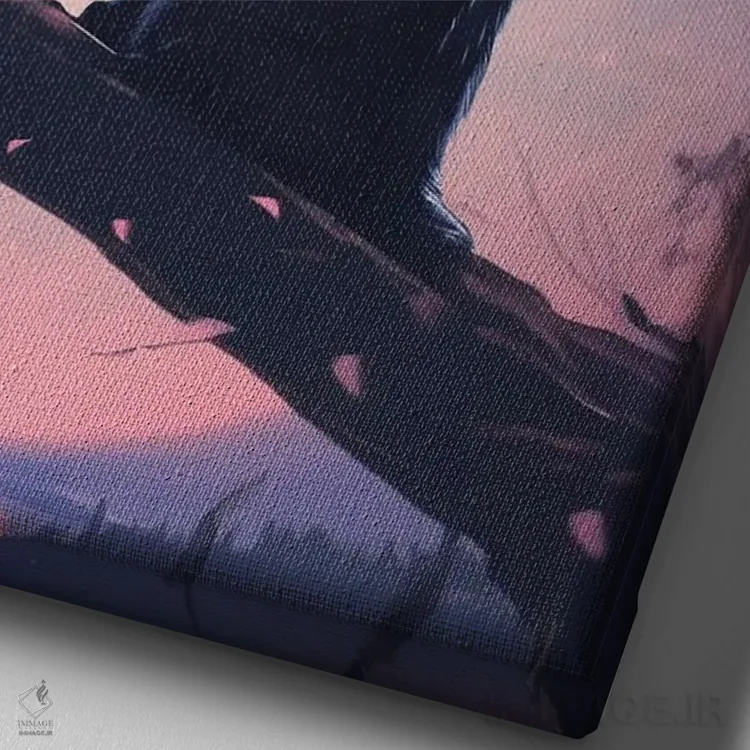 تابلو دکوراتیو ماه گربه ای اثر ۲ توست دیزاین - نمای نزدیک بافت بوم