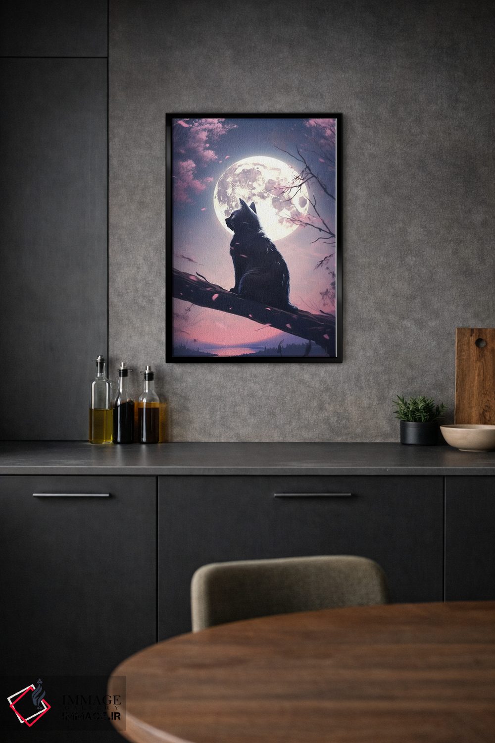تابلو دکوراتیو ماه گربه ای اثر ۲ توست دیزاین - D2B