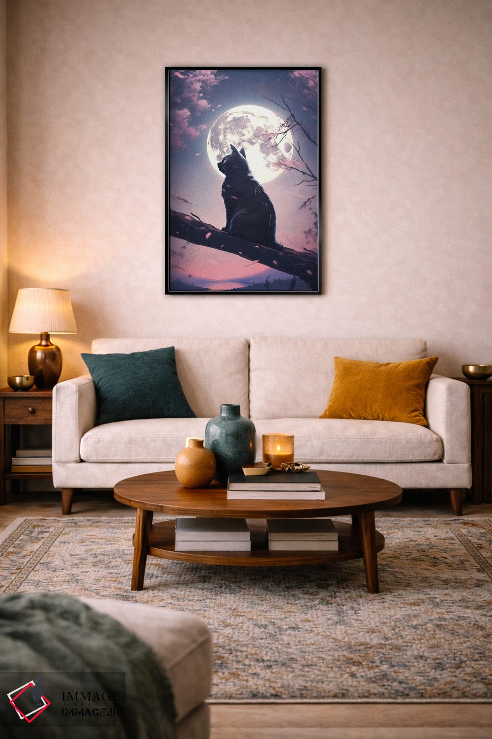 تابلو دکوراتیو ماه گربه ای اثر ۲ توست دیزاین - D6B