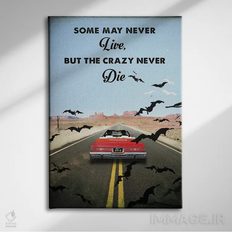 تابلو دکوراتیو هنر فیلم سفر ترس و نفرت در لاس وگاس اثر ۲ توست دیزاین - نمای روبهرو روی دیوار