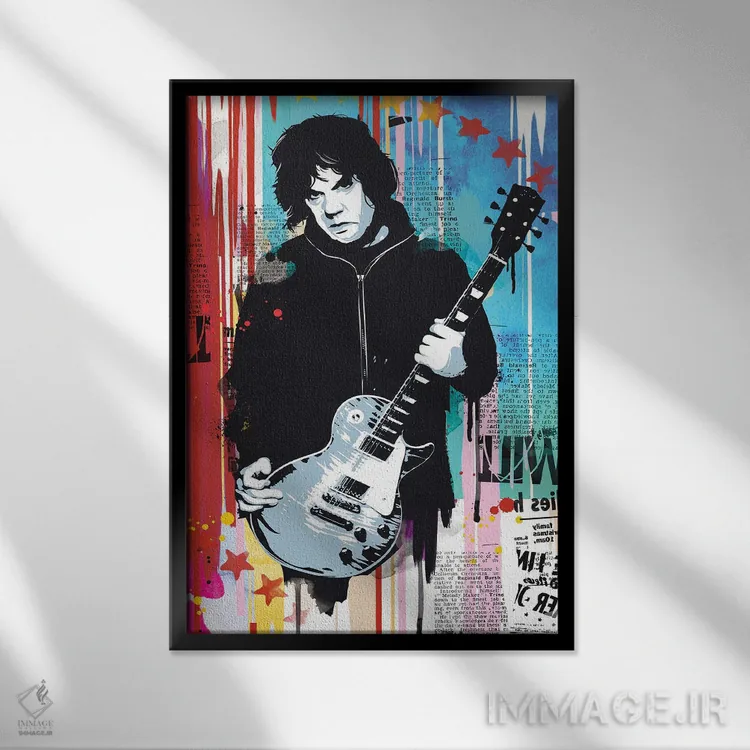 تابلو دکوراتیو پاپ آرت گری مور اثر ۲ توست دیزاین - نمای قابدار مشکی