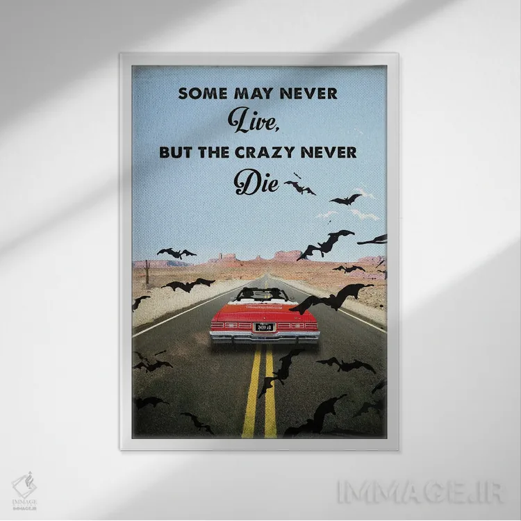 تابلو دکوراتیو هنر فیلم سفر ترس و نفرت در لاس وگاس اثر ۲ توست دیزاین - نمای قابدار سفید