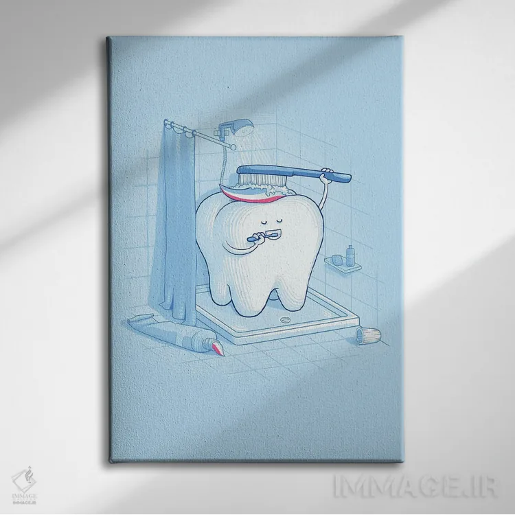 تابلو دکوراتیو بهداشت دندان اثر نائولیتو - نمای روبهرو روی دیوار