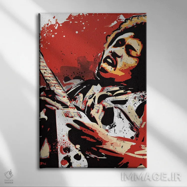 تابلو دکوراتیو پاپ آرت جیمی هندریکس اثر ۲ توست دیزاین - نمای روبهرو روی دیوار