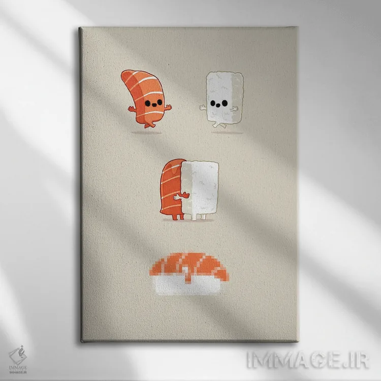 تابلو دکوراتیو سوشی یعنی عشق اثر نائولیتو - نمای روبهرو روی دیوار