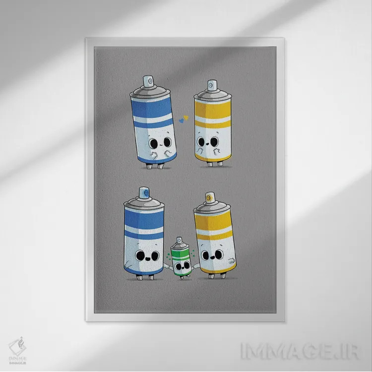 تابلو دکوراتیو خانواده رنگارنگ اثر نائولیتو - نمای قابدار سفید