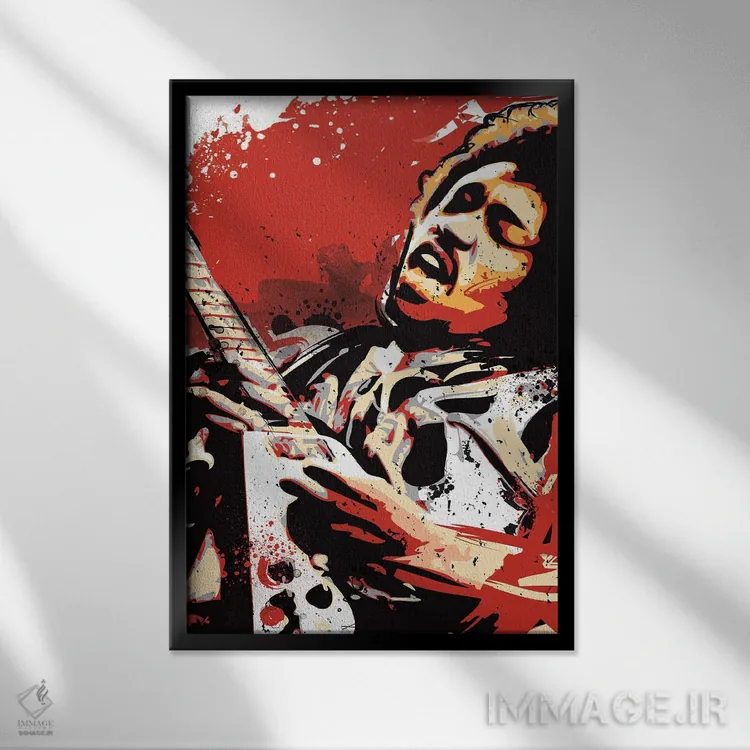 تابلو دکوراتیو پاپ آرت جیمی هندریکس اثر ۲ توست دیزاین - نمای قابدار مشکی