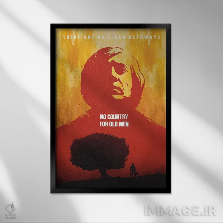 تابلو دکوراتیو هنر فیلم جایی برای پیرمردها نیست اثر ۲ توست دیزاین - نمای قابدار مشکی