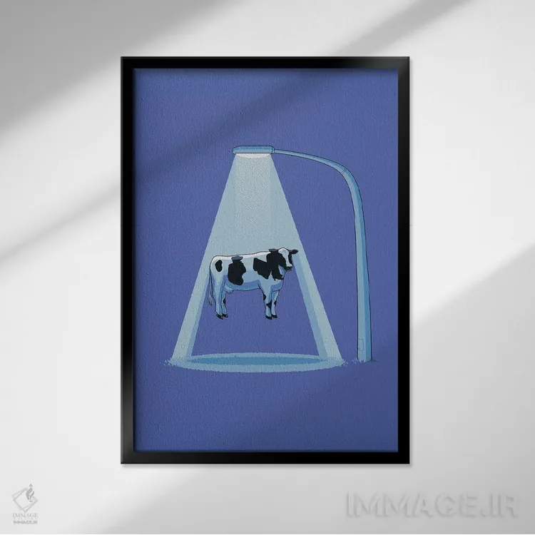 تابلو دکوراتیو گاو ربوده شده اثر نائولیتو - نمای قابدار مشکی
