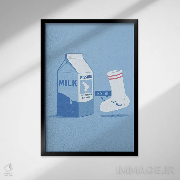 تابلو دکوراتیو جوراب گمشده اثر نائولیتو - نمای قابدار مشکی