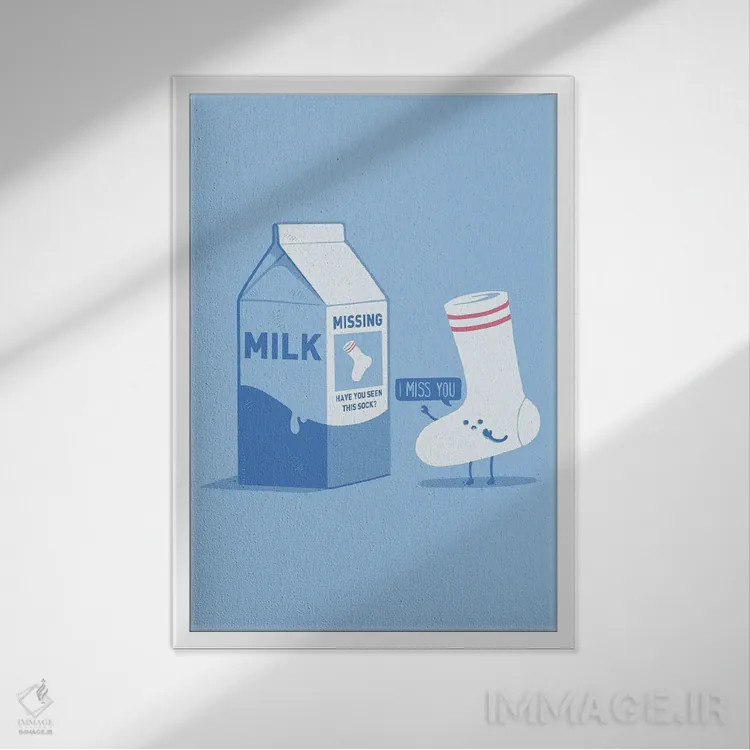 تابلو دکوراتیو جوراب گمشده اثر نائولیتو - نمای قابدار سفید